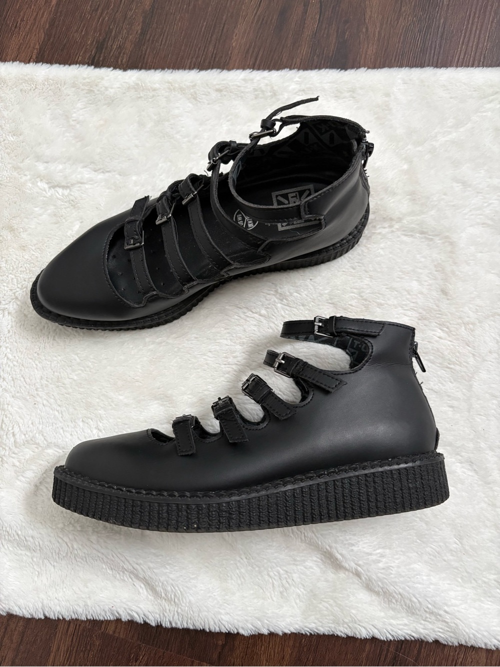 T.U.K. TUKskin Strap Pointed Mary Jane Creeper Black Women US 9